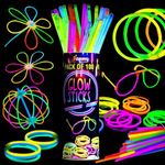 100 Glow Sticks Bulk, Glow in The Dark Party Supplies w/ Eye Glasses Kit, Bracelets Necklaces & More, 12 Hours Glow Party, Party Favors for Kids