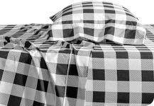 Bare Home Twin XL Sheet Set - College Dorm Size - 1800 Ultra-Soft Microfiber Twin Extra Long Bed Sheets - Deep Pockets - Easy Fit - 3 Piece Set - Bed Sheets (Twin XL, Buffalo Plaid - White/Black)