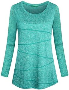 Kimmery Christmas Tops for Women Womens Plus Size Tops Long Sleeve Workout Shirts for Women Yoga Athletic Gym Running Shirt Fall Casual Sleep Ladies Top Light Green 3XL