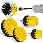 Abn 1/4in Drive Nylon Scrubber Drill Attachment Cleaning Brush 5pc Set with 1pc Extension - Yellow Medium Bristle