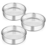 Homikit 8 Inch Round Cake Tin Set of 3, Stainless Steel Cake Mold Layer Cake Tins for Baking, Christmas Birthday Wedding Cake Pan Bakeware Set, Healthy & Mirror Finished & Dishwasher Safe