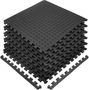 Sivan Health and Fitness Puzzle Exercise Mat EVA Foam Interlocking Tiles—Protective Flooring for Gym, Garage Flooring, Playroom, Workshop, Basement, and more (Black)