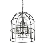 Creative Co-op Metal Birdcage Chandelier with Crystals and 4 Lights, 21" Round by 25" Height