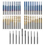 Genmitsu 50pcs Tungsten Carbide End Mill CNC Router Bits, 1/8'' Shank 2-Flute Straight Router Bits, Flat Nose&Ball Nose End Mill, PCB Drill Bits&V-Groove Engraving Bits, MC50A