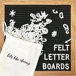 Felt Letter Board, 10x10in Changeable Letter Board with Letters White 300 Piece - Felt Message Board, Oak Frame Wooden Letter Board for Baby Announcements, Milestones, Office Decor & More (Black)