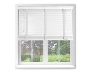 EV DEKOR Faux Wood Window Blinds with Tape, 50mm Slats, Easy Fit Home Office Venetian Blinds (120 X 150cm) - White