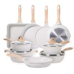 JEETEE Pots and Pans Set Nonstick Kitchen Cookware Sets Induction Granite Cooking Pot Set w/Frying Pan, Saucepan, Sauté Pan, Egg Pan, Cooking Pots, PFOA Free (Beige 23 Pcs)