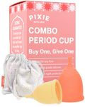 Pixie Cup 2 Soft Menstrual Cups - Ranked 1 for Most Comfortable Reusable Period Cup - Buy One We Give One - includes Ebook Guide, Wipes, Lube, & Storage Bag - Tampon and Pad Alternative