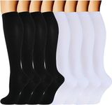 8/6 Pairs Compression Socks for Women & Men 15-20 mmHg,Compression Stocking for Swelling,Flight,Running,Nursing-Circulation Support Socks