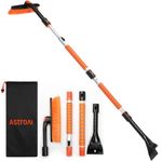 AstroAI 62.4" Ice Scraper and Extendable Snow Brush for Car Windshield and Foam Grip with 360° Pivoting Brush Head for Christmas Car Auto Truck SUV(Orange)