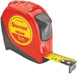 Starrett Exact KTX34-5M-N ABS Plastic Case Red Measuring Pocket Tape, Metric Graduation Style, 5m Length, 19mm Width, 1mm Graduation Interval