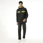 ZEEL Rain Coat for Men Waterproof for Bike Riders with Adjustable Hood along with Reflective back, Waterproof Rainwear Suit with Polyester Jacket and Pants, AZ02 Black-Lime L