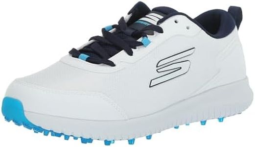 Skechers Mens Max Fairway 4 Lightweight Spikeless Golf Shoe, White/Navy, 9 Wide