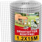 Amagabeli 1.2Mx15M,12.7mm Holes 0.85mm Thickness Galvanized Welded Chicken Wire Mesh Aviary Fence Wire Hot-Dipped Mesh Fencing Hardware Cloth Coop Rabbit Snake Animal Enclosure