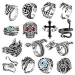 Kakonia 15Pcs Vintage Punk Rings fo