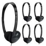 YFSFQS Kids Headphones Bulk 50 Pack for Classroom School Airplane Hospiital Students Kids and Adults Individually Bagged (Black)