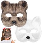 2pcs Fox Masks Halloween Masquerade Animal Masks Cosplay Party Furry Mask Props Adults Kids Half Mask Costume Carnival