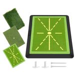 3-In-1 Golf Mat, Replaceable Golf Practice Mat for Swing Training,Golf Hitting Mat with Non-slip Rubber Base, Golf Training Aid Indoor/Outdoor