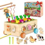 Achiyway Wooden Toys for 3 4 5 Years Old Boys Girls, Toddler Toys Montessori Educational Sensory Toys, Kids Motor Skills Fishing Games and Sorting Puzzle for Kids Gifts (animals toy)