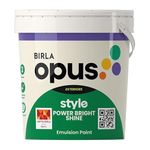 Birla Opus Style Power Bright Shine - High-Sheen Exterior Paint with 3-Year Warranty, Low VOC, Superior Whiteness, and Flaking Resistance 10 Litre - White