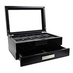 Decorebay Black Wood Watch and Cufflink Organizer Jewelry Box (Busy Man)