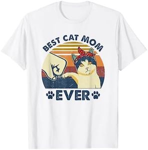 Best Cat Mom Ever Cute & Funny Vintage Cat Mom Chat Maman T-Shirt