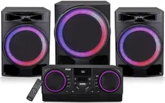 Pyle 4-Piece Mini Hi-Fi Stereo System - Bookshelf Stereo with Bluetooth, USB, FM Radio, and Remote Control, DVD/CD Compatibility, Built-in FM, USB Recording, Perfect for Home Entertainment, 1000W