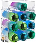 ELTOW Stackable Water Bottle Organizer for Cabinet, Tumbler Organizer for Kitchen Cabinets, Countertops, Pantry Shelf, Cupboards, Wine Holder for Refrigerator - 4 Pack, Holds 3 Bottles Each