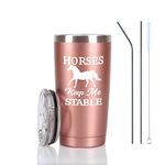 Horse Gifts For Women, Horses Keep Me Stable Travel Tumbler, Funny Birthday Christmas Gifts for Horse Lovers Equestrian Cowgirls Mom Friends Aunt Sister, 20 Oz Insulated Stainless Steel Tumbler