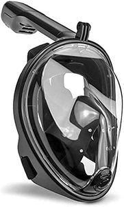 Diving mask with 180 ° field of view, full-face snorkeling mask, anti-fog / leak-proof diving mask, full-face mask(S/M) (Black)