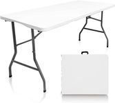 RADDZY 5.91 Ft HDPE Folding Table (180 x 70 x 74 cm) | Portable Fold-in-Half Utility Table with Metal Frame | 100kg Load Capacity | Indoor & Outdoor Camping, Picnic & Garden Table