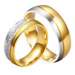 ANAZOZ Promise Rings Engraved for Couples, 1 Pcs Ring Stainless Steel Ring Engagement Ring Couples Ring Gold Women Ring Gold Ring Size T 1/2