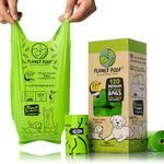 PLANET POOP Home Compostable Dog Poo Bags Extra-long with Handles 120 Biodegradable Un-Scented Pet Waste Bags Plastic Free, Thick Leakproof Plant-Based Doggy Bag Eco Cat & Dogs Earth Friendly Supplies