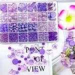 450Pcs Purple Series Acrylic Assorted Beads Flower Heart Star Smile Butterfly Mickey Candy Beads Pastel Beads Plastic Beads Cute Bead Round Beads Bulk for Bracelets Jewelry Making Necklaces DIY Crafts