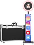 MWE Portable Photo Booth Machine Stand Compatible with Any Ipad with Software APP and Remote Control, RGB Ring Lights Music Sync, Free Custom Logo,ChackTok VIP (Black, Light Box-Flight Case)