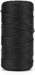 joycraft 142Yds Nylon Twine, 2mm Nylon Bank Line, Mason Line String, Weatherproof Twisted Nylon String for Gardening Work, Fishing Netting, Tying Items, Home Improvement, and Plant Climbers（Black