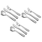 HaWare Kids Toddler Silverware Set 9-Piece Stainless Steel Preschooler Utensils Flatware Set Include Spoon/Fork/Butter Knife Hammered Pattern Dishwasher Safe - 3 Pack