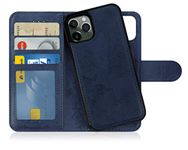 MyGadget Flip Case for iPhone 11 Pro - 2 in 1 Magnetic PU Leather Wallet Cover - Card Slots & Detachable Back Slim TPU Bumper Shell Dark Blue