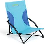 Unibos Folding Beach Chair with Padded Armrest, Outdoor Low Beach Chair Lightweight, Portable, Folding Outdoor Seat For Camping Beach Festivals Garden Caravan Trips Fishing BBQ With Carry Bag