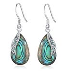 Abalone Shell Celtic Knot Hook Earrings, Teardrop Dangle Blue Abalone Shell Earrings, Celtic Knot Dangle Hook Earrings 925 Sterling Solid Silver, Jewelry Gifts For Girls Women