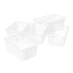 Storex Small Cubby Bins – Plastic Storage Containers for Classroom, 12.2 x 7.8 x 5.1 inches, Translucent, 5-Pack (62461A05C)