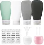 Toiletry Containers for Travel Bottle Set 10 Pack 90ml/3oz BPA Free Leakproof Silicone Travel Size Containers for Toiletries for Shampoo Conditioner Lotion Travel Essentials (Green+White+Gray+Black)