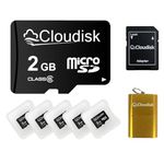 Cloudisk 5Pack Micro SD Card 2GB Flash Memory Card C6 with SD Adapter, Card Reader, TF-Black-5