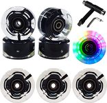 FREEDARE Roller Skate Wheels 58mm Skateboard Wheels and Bearings Indoor Outdoor Luminous Light Up Skate Wheels 83A with T Tools for Double Row Skating and Skateboard (8 Pack)