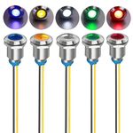 Gebildet 5Pcs 12mm 230V AC LED Metal Indicator Light Waterproof Signal Lamp (Green Orange Red Blue White 5Pcs)