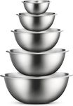 GARUET Premium 5-Piece Stainless Steel Mixing Bowl Set - Durable and Versatile for Home and Restaurant Use (Without Lid)