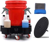 5 Gallon Bucket Dolly with 5 Rolling Swivel Caster(Not Included Bucket),Rolling Bucket Dolly with Bucket Dirt Trap &Clay Mitt for Car Washing, Construction,Food Industry-Detailing Smoother Maneuvering