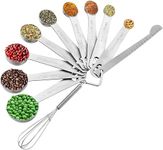 Homepixi Stainless Steel Measuring Spoons Set (Set of 11) Include 9 Stainless Steel Measuring Spoons, Egg Whisk and Measuring Ruler Scrape, Teaspoon Tablespoon Set for Cooking and Baking