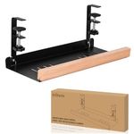 Baskiss Under Desk Cable Management Tray, 39.5cm Under Desk Cord Holder for Wire Management, Solid Wood and Heavy Sheet Metal Power Strip Organizer for Desks, Offices and Kitchens (Black)