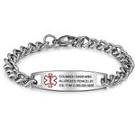 ROSI Personalized Medical Alert Bracelet for Men Women, Custom Stainless Steel Emergency Medical ID Bracelets for Adults, Free Engrave Medical Information Bracelets